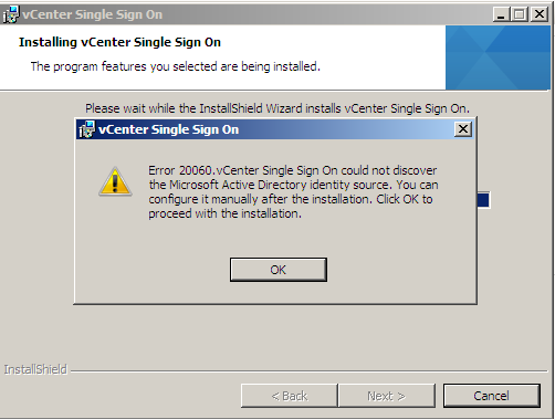 Second Failure on SSO Installation.PNG